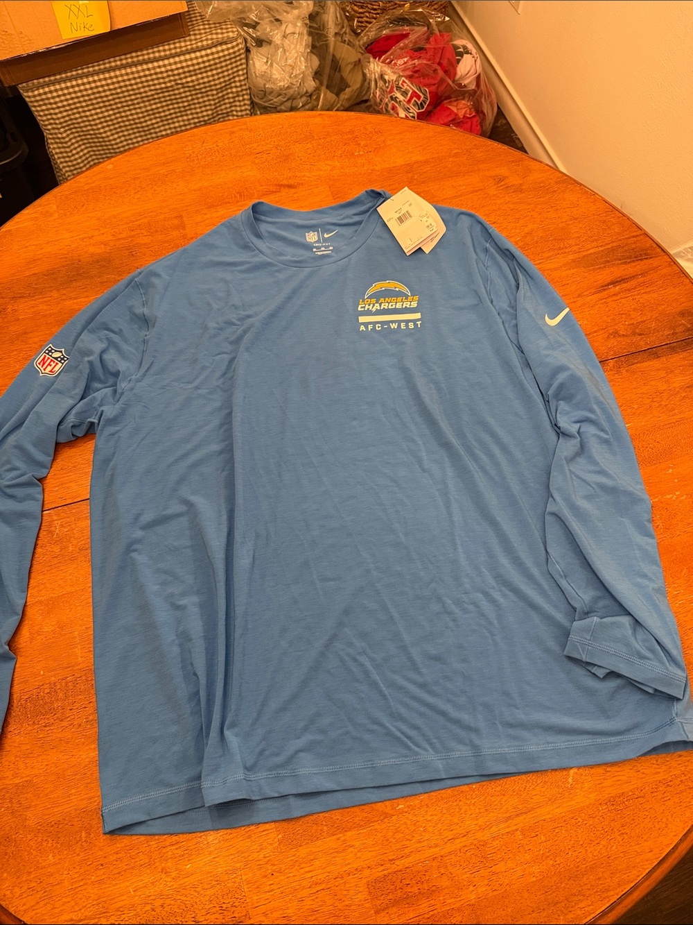 Nike Men’s Light Blue Long-Sleeve Chargers Tee xxxl